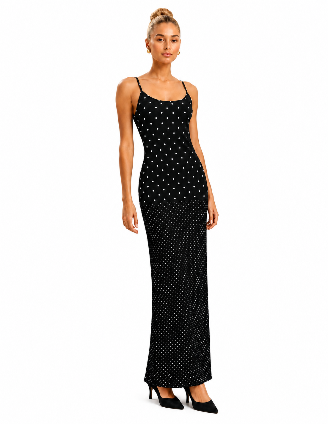 Slip Maxi Black with White Spots