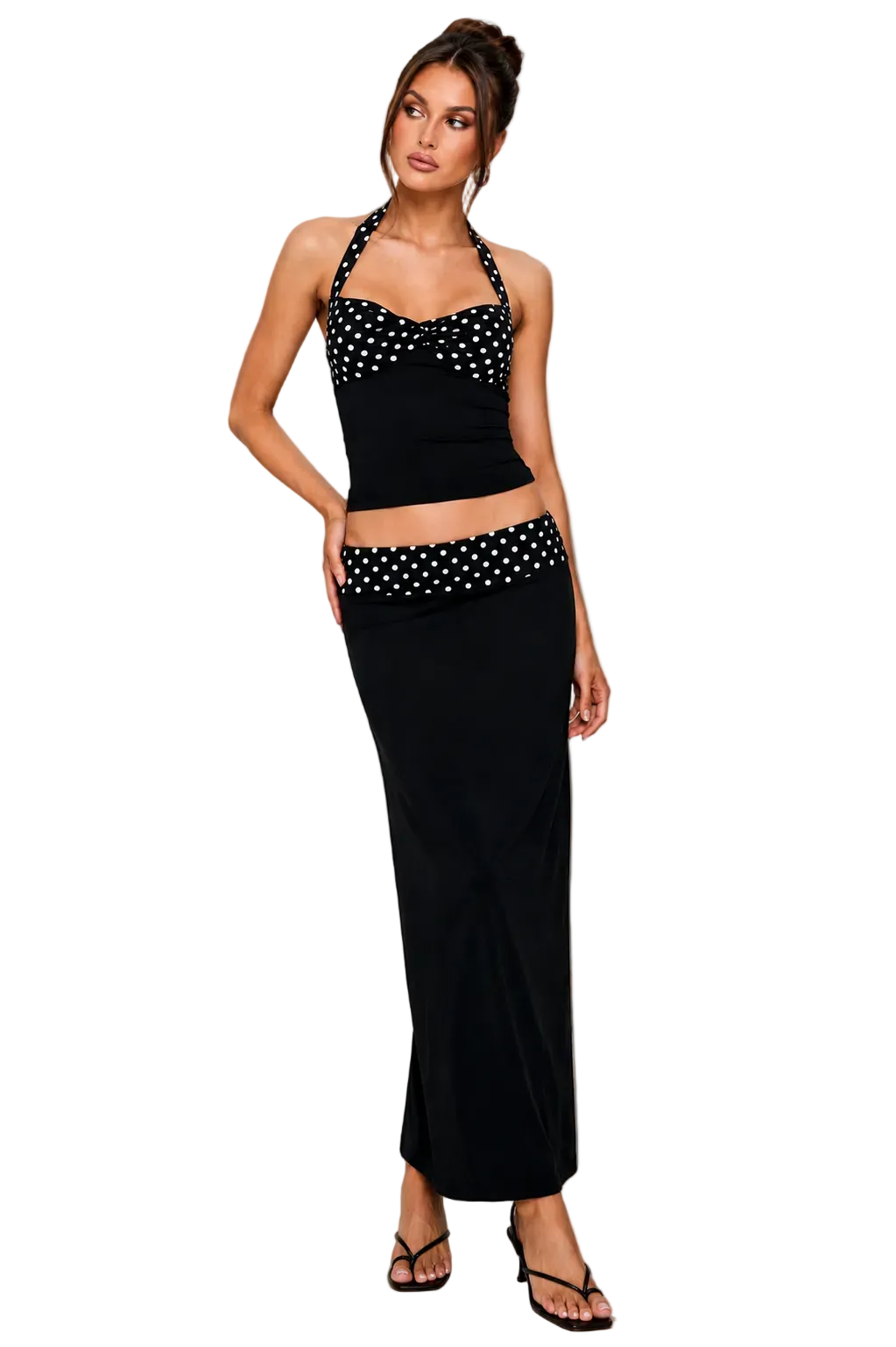 Norelle Halter Set Black Polka Dot