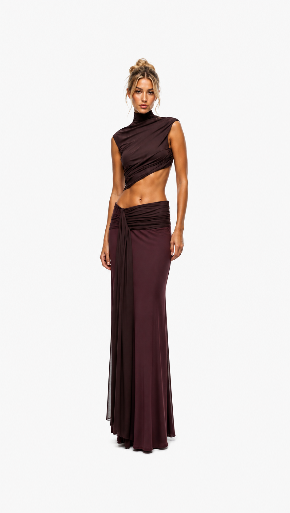Conni Wrap Asym Aubergine/Dark Chocolate