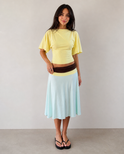 Lucy Set Green Skirt Yellow Top