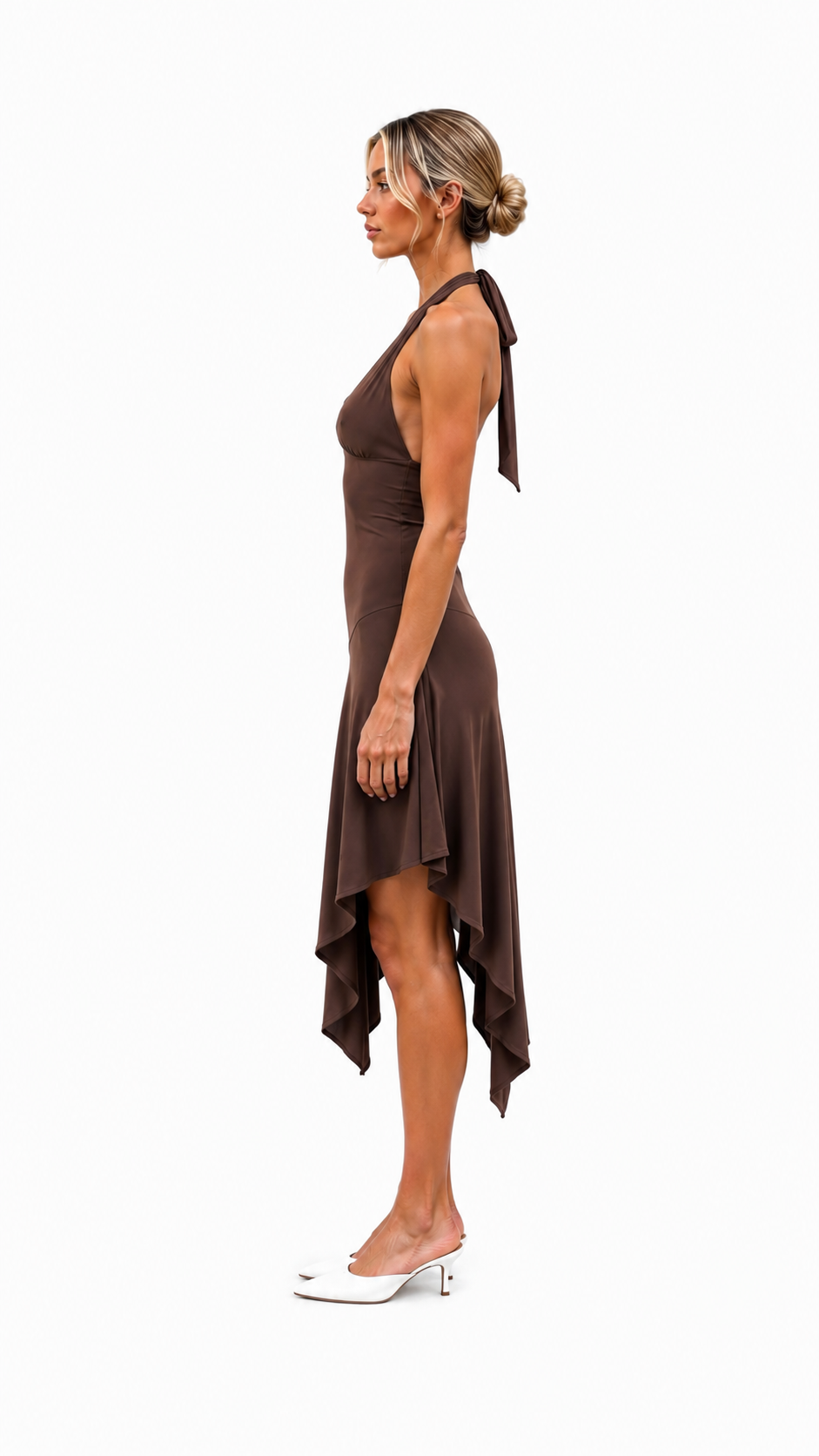 Anthena Midi Dress in Brun