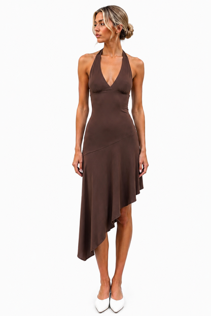 Anthena Midi Dress in Brun