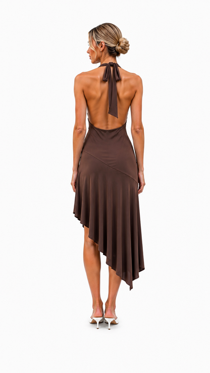 Anthena Midi Dress in Brun