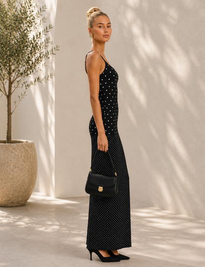 Slip Maxi Black with White Spots