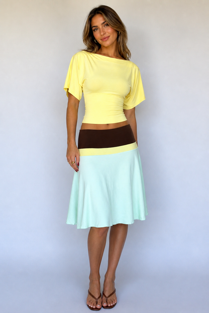 Lucy Set Green Skirt Yellow Top