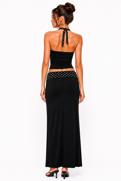 Norelle Halter Set Black Polka Dot